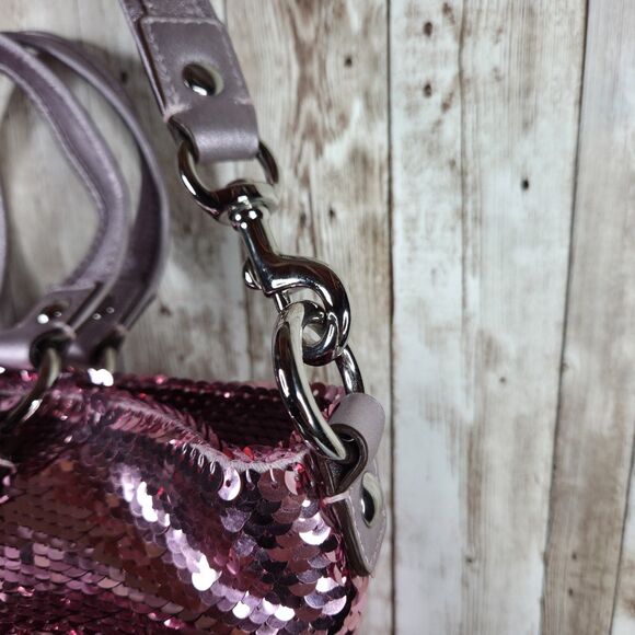 COACH 13821 Poppy Sequin Spotlight Pink Shoulder Bag Tote Special Edition Purse - Picture 6 of 16